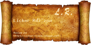 Licker Rózsa névjegykártya